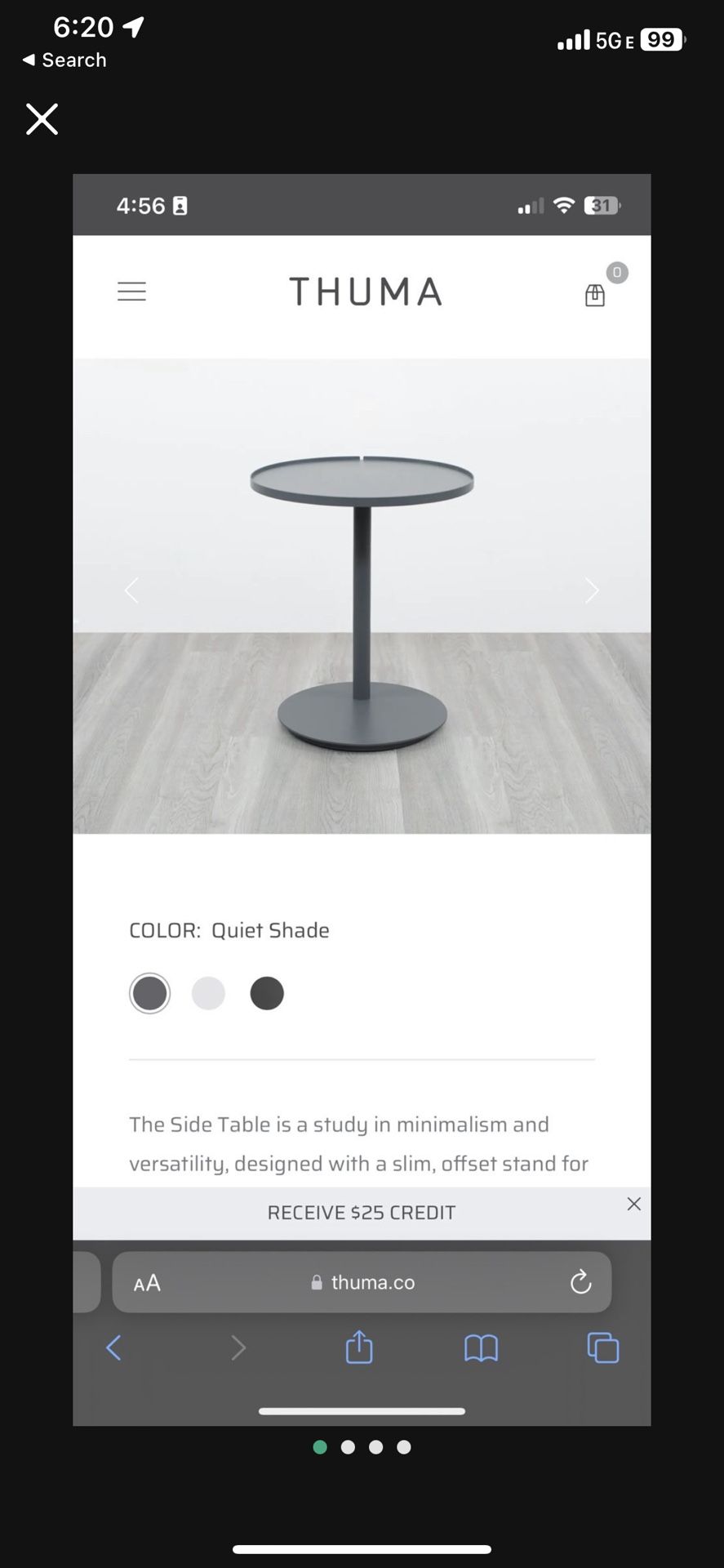 Thuma Side Table (Quiet Shade) dark gray