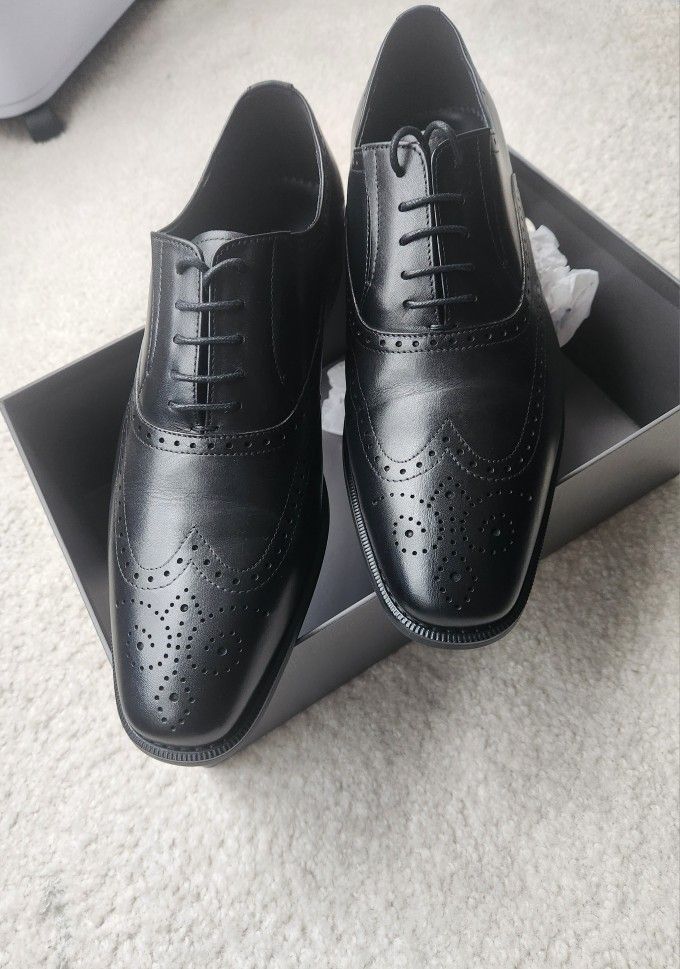 *NEW* FRASOICUS Men’s Dress Shoes with Genuine Leather in Classic Brogue Elastic Band Size 10