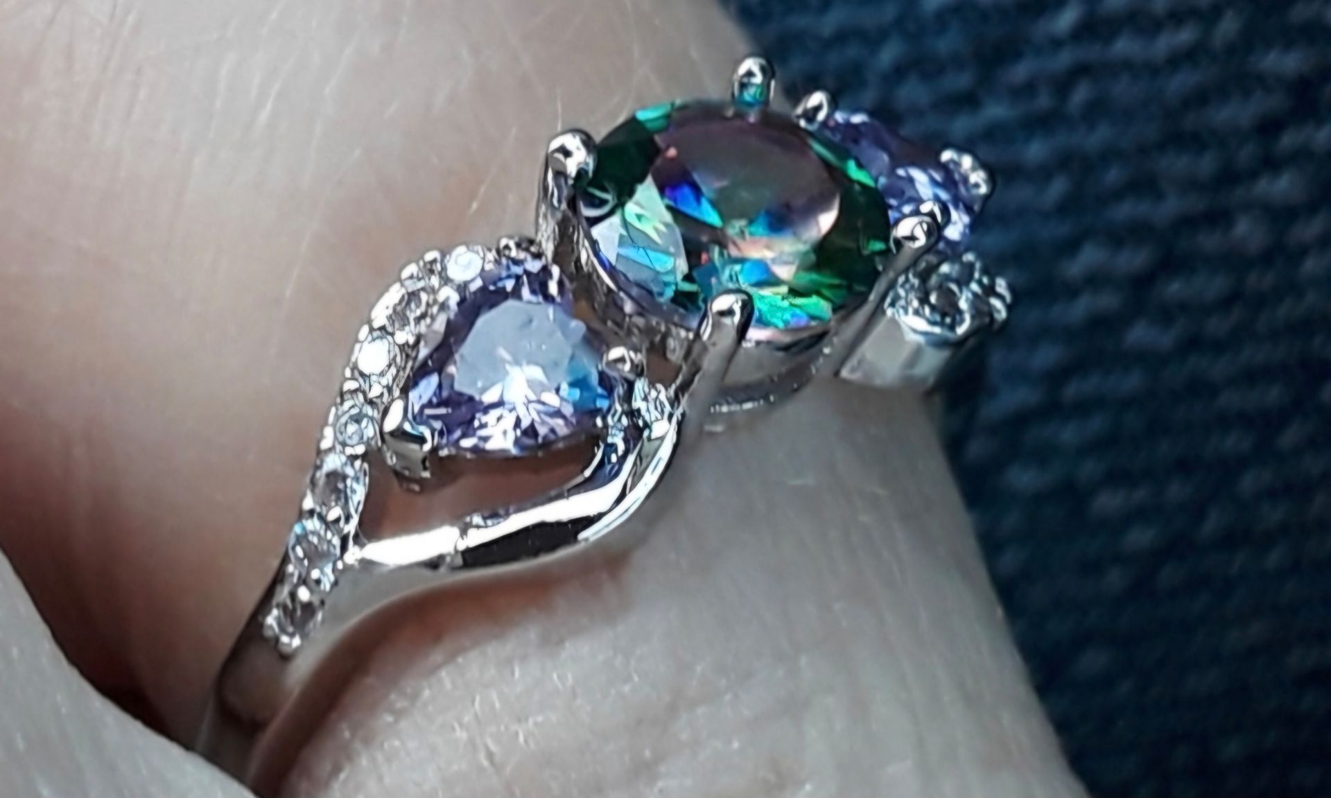 Sterling silver PLATED mystic topaz ring