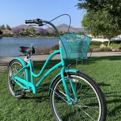 New 7 Speeds 🌸 ladies Girls Women’s Beach Cruiser Bike College Bicycle Standard Adult Size 26” Tires Aqua Teal