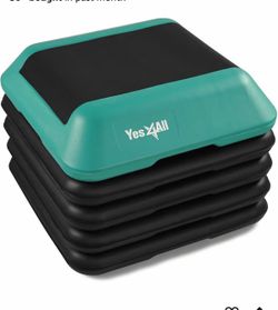 Yes4All High Arobic Step Platform & Stackable Risers - Adjustable 4"/6"/8"/10"/12" Height - Choose Full Step Platform Set or 2-Pack Stackable Risers, 