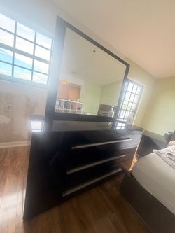 Large Black Dresser with Mirror – Modern Style