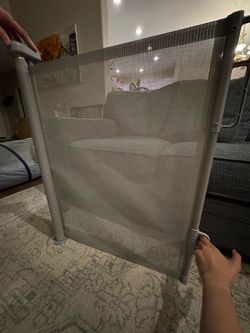 Used Cumbor Retractable Baby Gates for Stairs, Family & Mom's Choice Awards Winner-Extends up to 55" Wide Mesh Dog Gate for The House, 34" Tall Child 