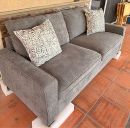 Gray Fabric Three-Seat Sofa