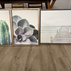 Canvas Art Prints (Succulents 18x24 and Ocean 33x23)