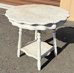 Vintage Distressed White Accent Table