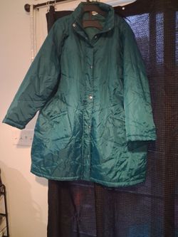 Teal Quilted Snap-Front Winter Coat