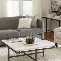 Hammary East Park Collection Travertine Marble Modern Coffee Table 