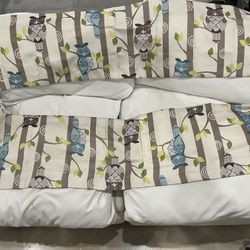 Window Valence Owls in a Forest Unisex Kids Baby Nursery Window Treatment 57"x14