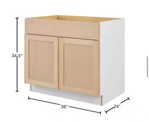 Hampton Bay 36 in. W x 24 in. D x 34.5 in. H Ready to Assemble Base Kitchen Cabinet in Unfinished