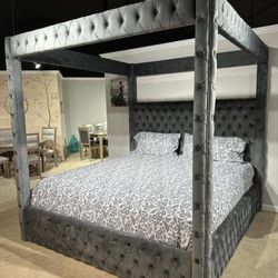 Castle Grey Platform Bed Frame, (Dresser Mattress Sleeper Sofa Recliner Mirror Nightstand Sectional Couch Livingroom Furniture 