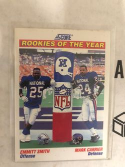 1991 Score #675 Emmitt Smith DALLAS COWBOYS Florida Gators HOF Mark Carrier