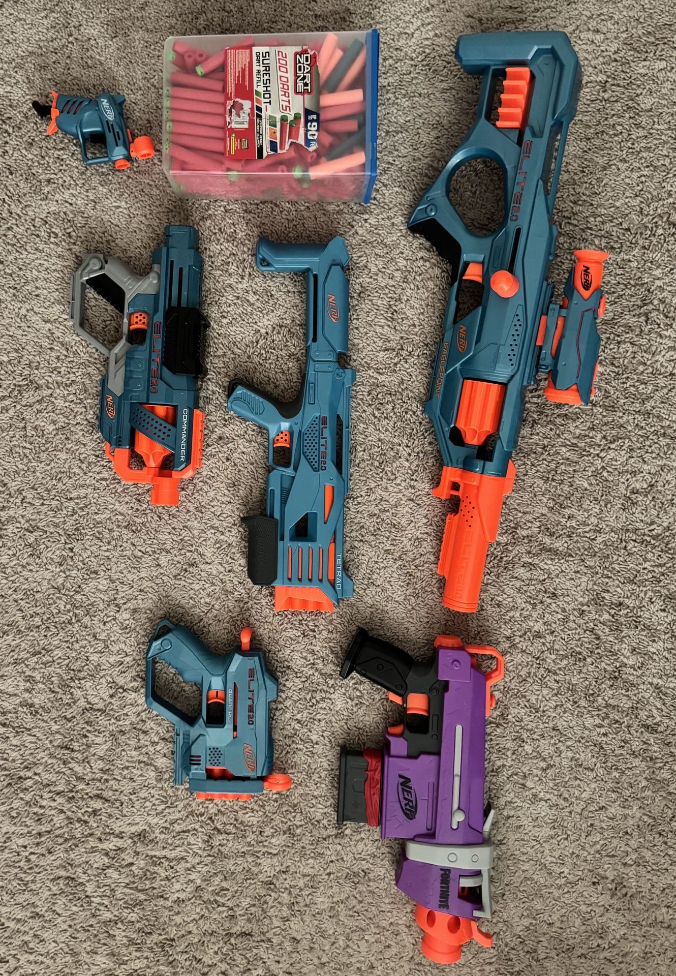 Nerf Gun Collection (6 Blasters) + 200 Darts - Read Description (Great for Christmas Gift!)