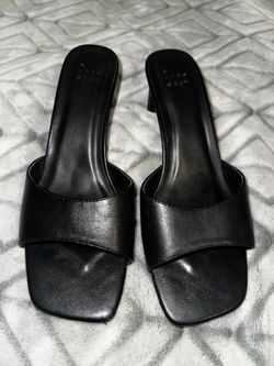A New Day Lindie Black Open Toe Mule Heels - Size 8.5