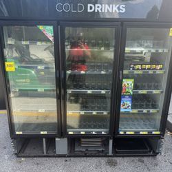 True Triple Door Merchandising Cooler & two door coolers