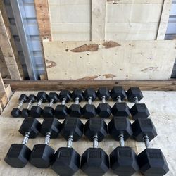 New pair of 5,10,15,20,25,30,45 and 50lb rubber dumbbells  NEW IN BOX $400