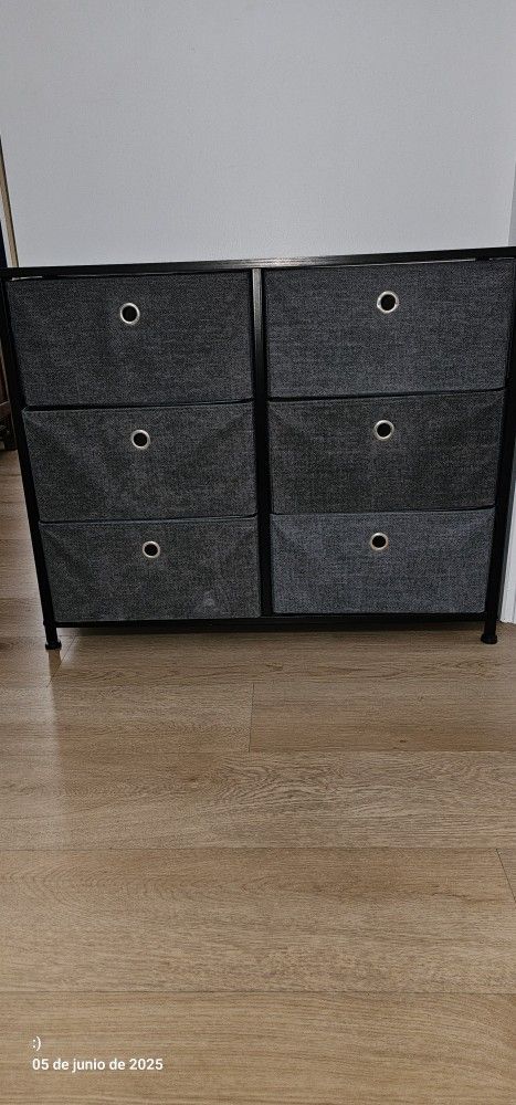 Storage Unit with 6 Easy Pull Fabric Drawers, Dresser Drawer, Organizer Unit with Metal