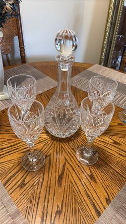 Cut Crystal Decanter Set with Wine Glasses
