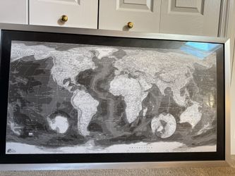 Robinson Projection Framed Wall Map