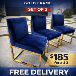Navy Velvet Gold Dining Chairs