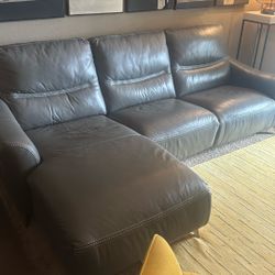 Mueble Sofá De Piel , En Perfecto Estado , 3 Puestos 