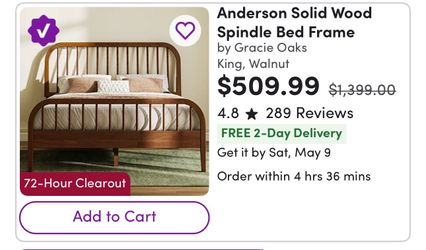 Anderson solid wood spindle bed frame