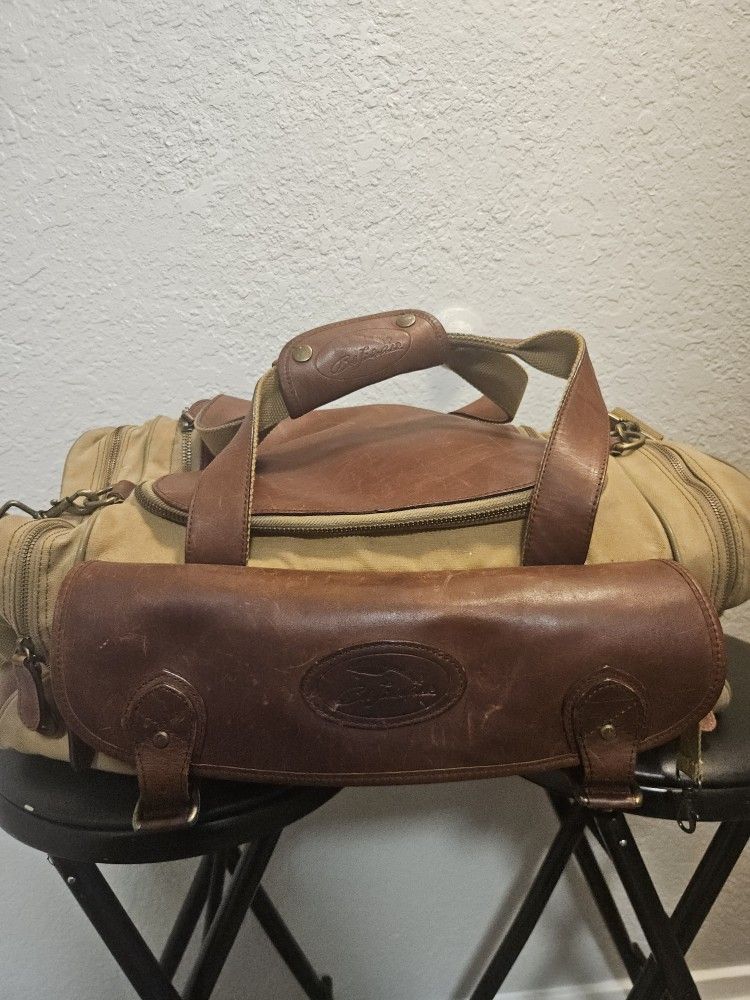 Vintage Bob Timberlake Tan Canvas Leather Shoulder Bag 