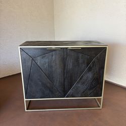 One Heavy Solid Wood Modern Brown Sideboard Buffet with Doors and Shelf