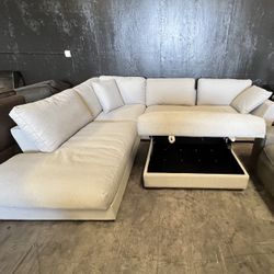 White Sectional with Storage Compartment 