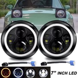 Pair 7 inch LED Headlights For Mazda NA Miata MX5 MX-5 H6024 Jeep Halo Angel Eye