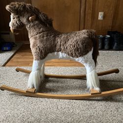 Rocking Horse:  23” L X 18” H to Seat,  26” H From Floor to the Top of the Horses Head, EC, New