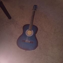 Acoustic Blue Stringed Guitar 