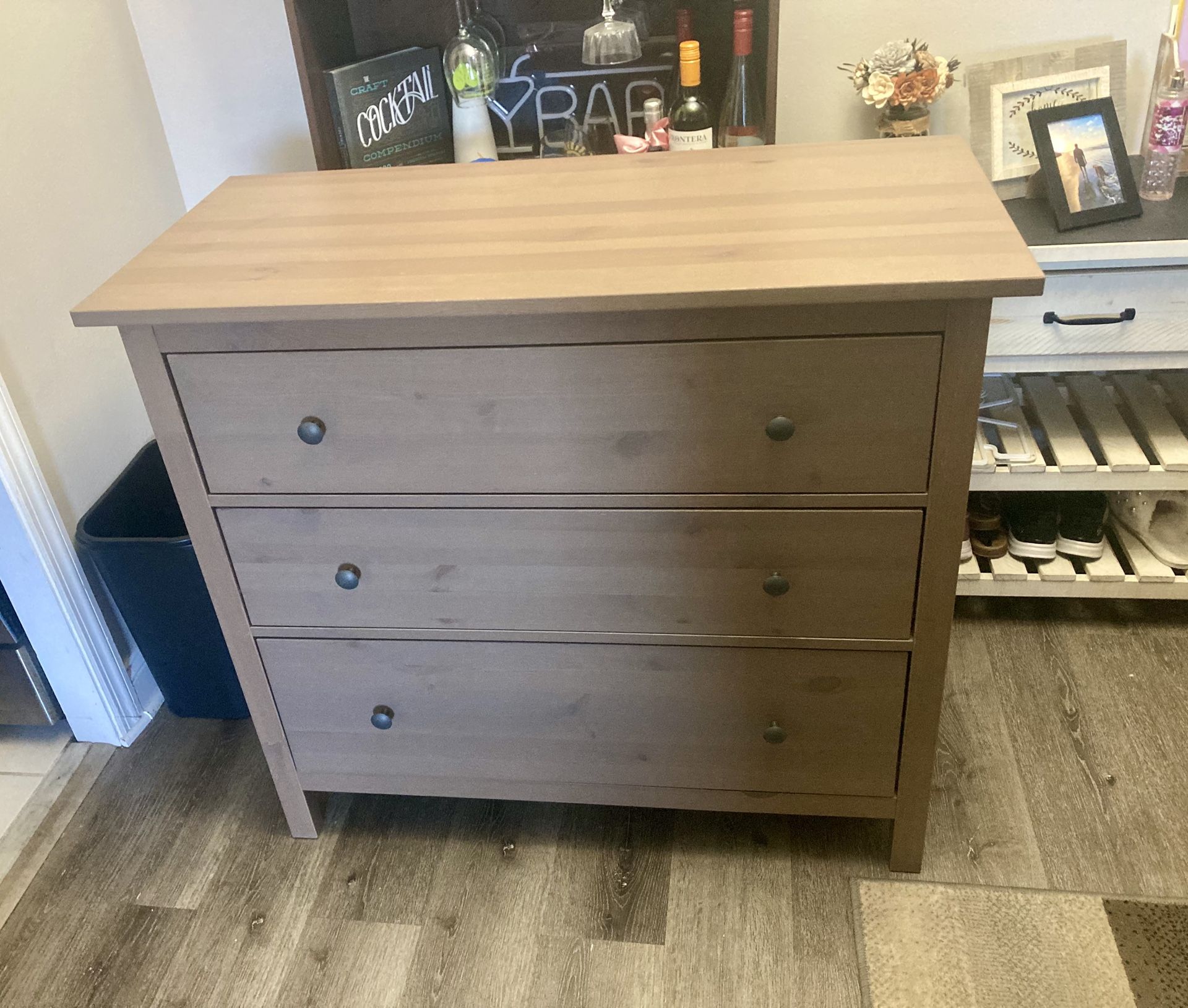 Rare IKEA HEMNES 3-Drawer Chest, Brown/Tan Stain, 42 1/2x37