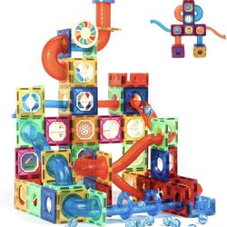MAGBLOCK 176pcs Magnetic Tiles Marble Run Set with Ball Run Race Track