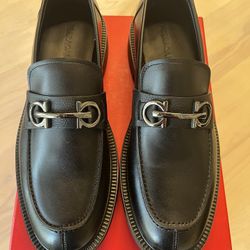 NEW Salvatore Ferragamo Black Leather Galles Shoes Men’s size 10.5 3E (Europe)