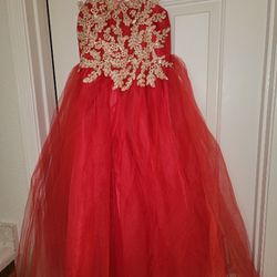 Red Brides Maid Dresses/adult Size 12,teen Size L,child Size 12 Thumbnail