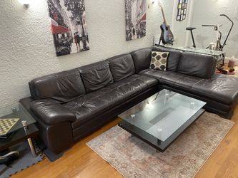 Dark brown leather sectional with chaise, Catonsville or best offer