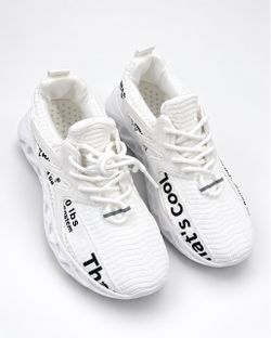 White “That’s Cool” Chunky Knit Sneakers – Clean Modern Style