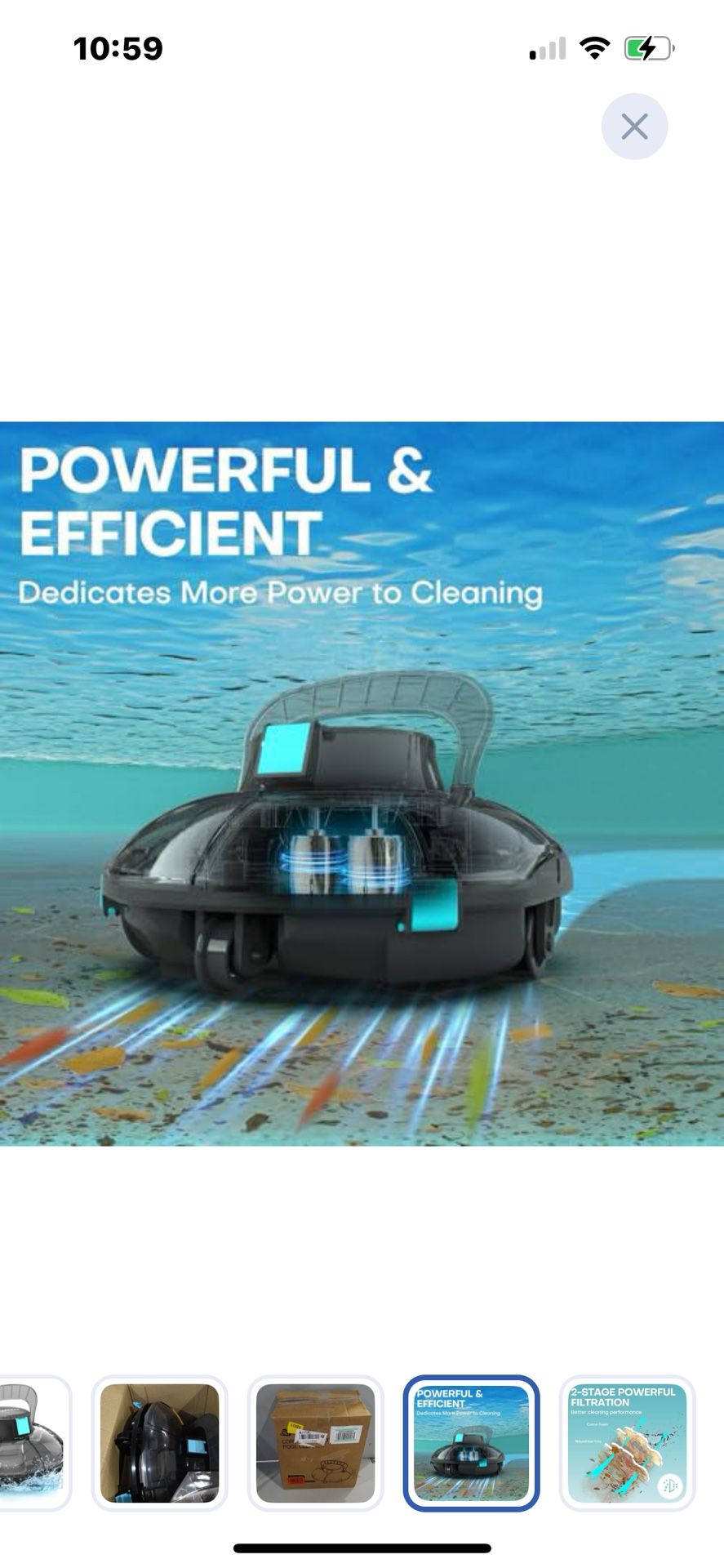 “New”Cordless Robotic Pool Vaccine Cleaner Ideal For Above Ground Pool Up To 645 Sq Feet(retail$119)