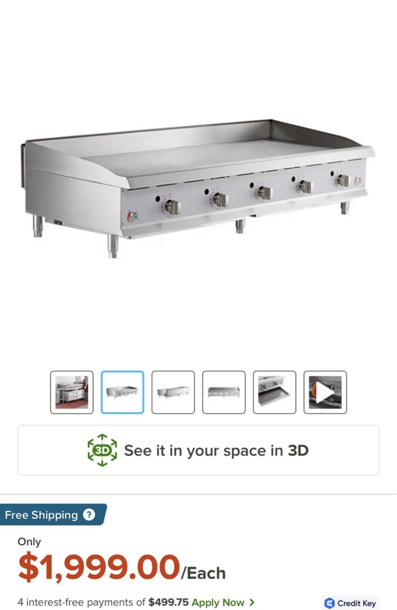 Griddle  5 Burner Gas  Flat Cooktop 60”