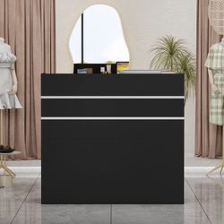 Receeption Desk  48" Long , 43" High with 3 Drawers and Storage , Black.