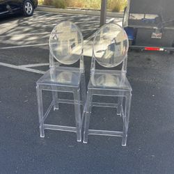 Ghost Counter Stools  in Transparent Crystal with Oval Back