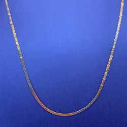 18Kt Tri Color Gold 20” Flat Double Link Necklace 2.70g 1.6mm I-1795