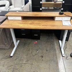 FEZIBO 55 x 24 Inch Height Adjustable Electric Standing Desk with Double Drawer, Stand up Desk(small damage)