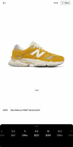 New Balance 9060 Varsity Gold Size 9.5