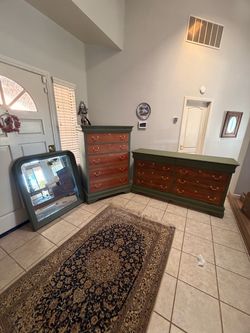 Painted Wood Dresser Set with Mirror