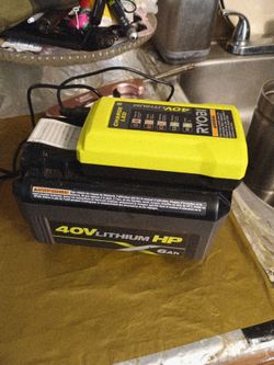 Ryobi charger and battery 40 v 6 ah $80 for both