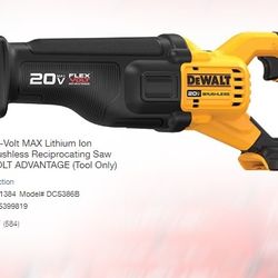 DEWALT 20-Volt MAX Cordless Brushless Reciprocating Saw with FLEXVOLT ADVANTAGE (Tool Only)