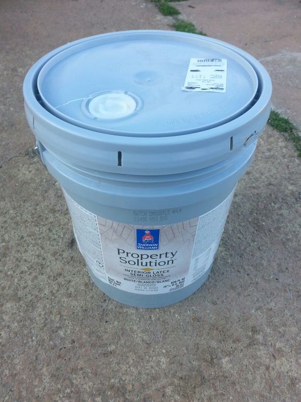 New Sherwin Williams Property Solution 5 Gallon Interior Semi Gloss LMh White Paint