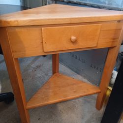 Small Corner Table, Pine End Table With Drawer